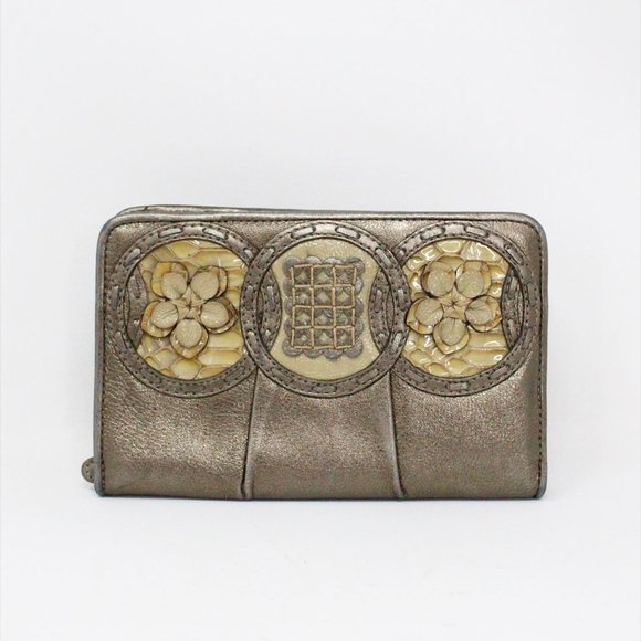BRIGHTON #36536 Bronze Metallic Leather Bifold Wallet